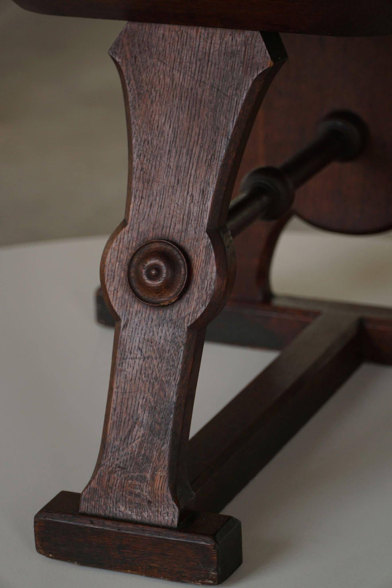 Scandinavian armchair in solid oak with cushion, folk art, early 19th century.