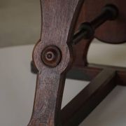 Scandinavian armchair in solid oak with cushion, folk art, early 19th century.