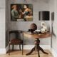 Antique Lombard painting from the 17th century, interior scene