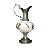 Ceramic and tin pitcher