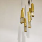 Vintage brass cascading chandelier, 1970s