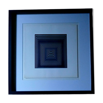 Tableau Vintage Art Optique - Victor Vasarely - Frame 40x40cm