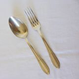 1 vintage silver plated soup spoon and fork