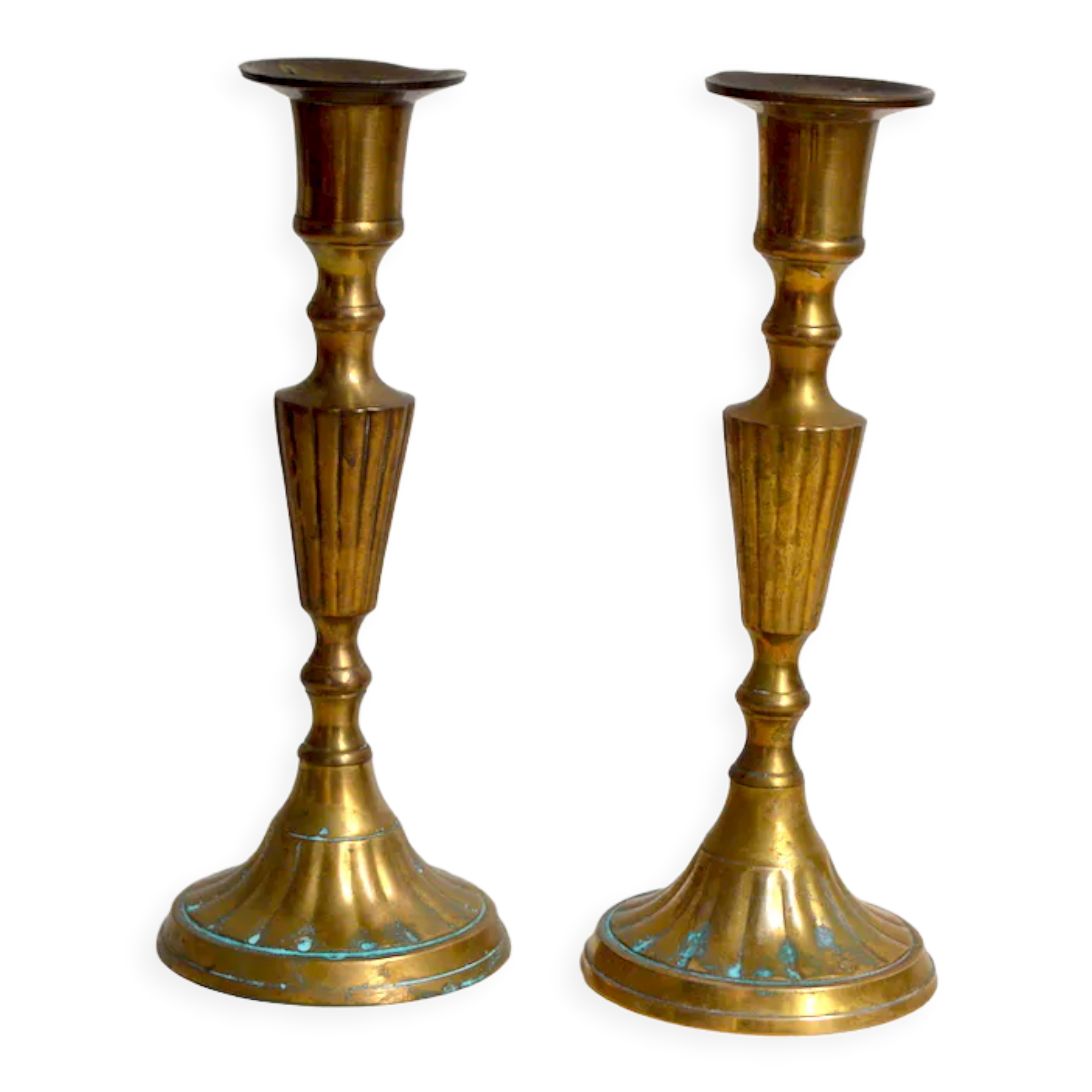 Pair of gilded brass candlesticks