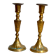 Paire de chandeliers dorés en laiton