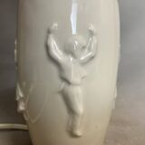 White ceramic table lamp with half lampshade