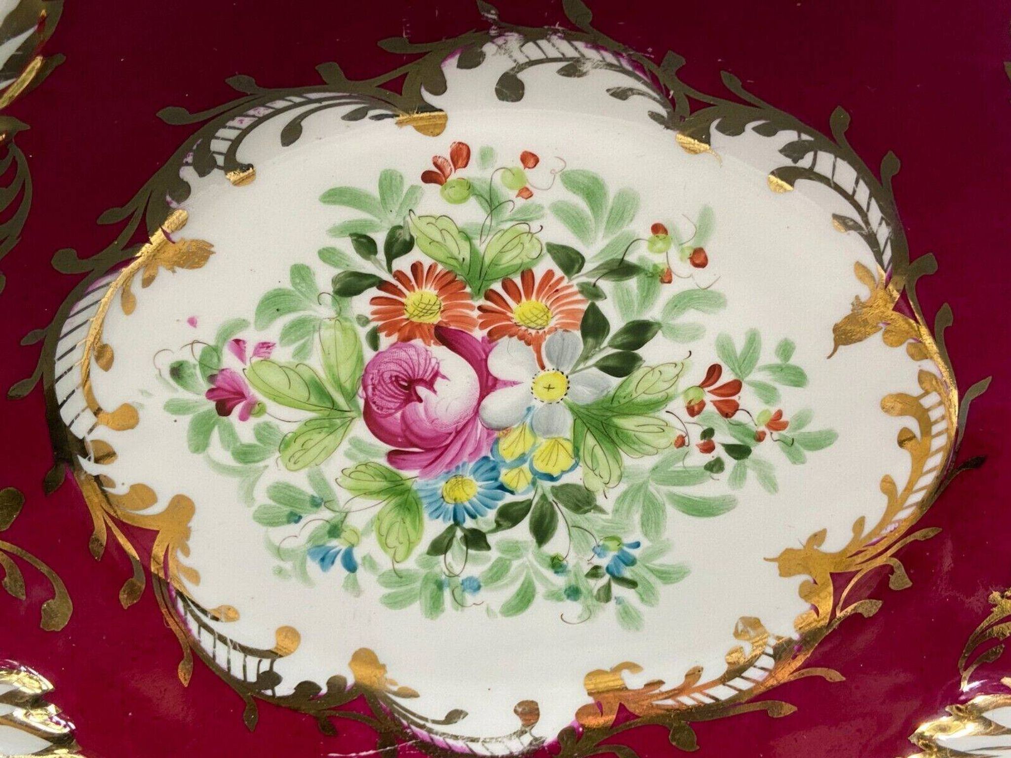 Oblong dish in Paris Sèvres porcelain with Louis XV style floral decoration