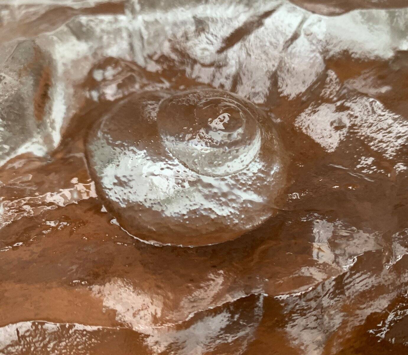 Frosted glass bowl with snail patterns, 1960s.