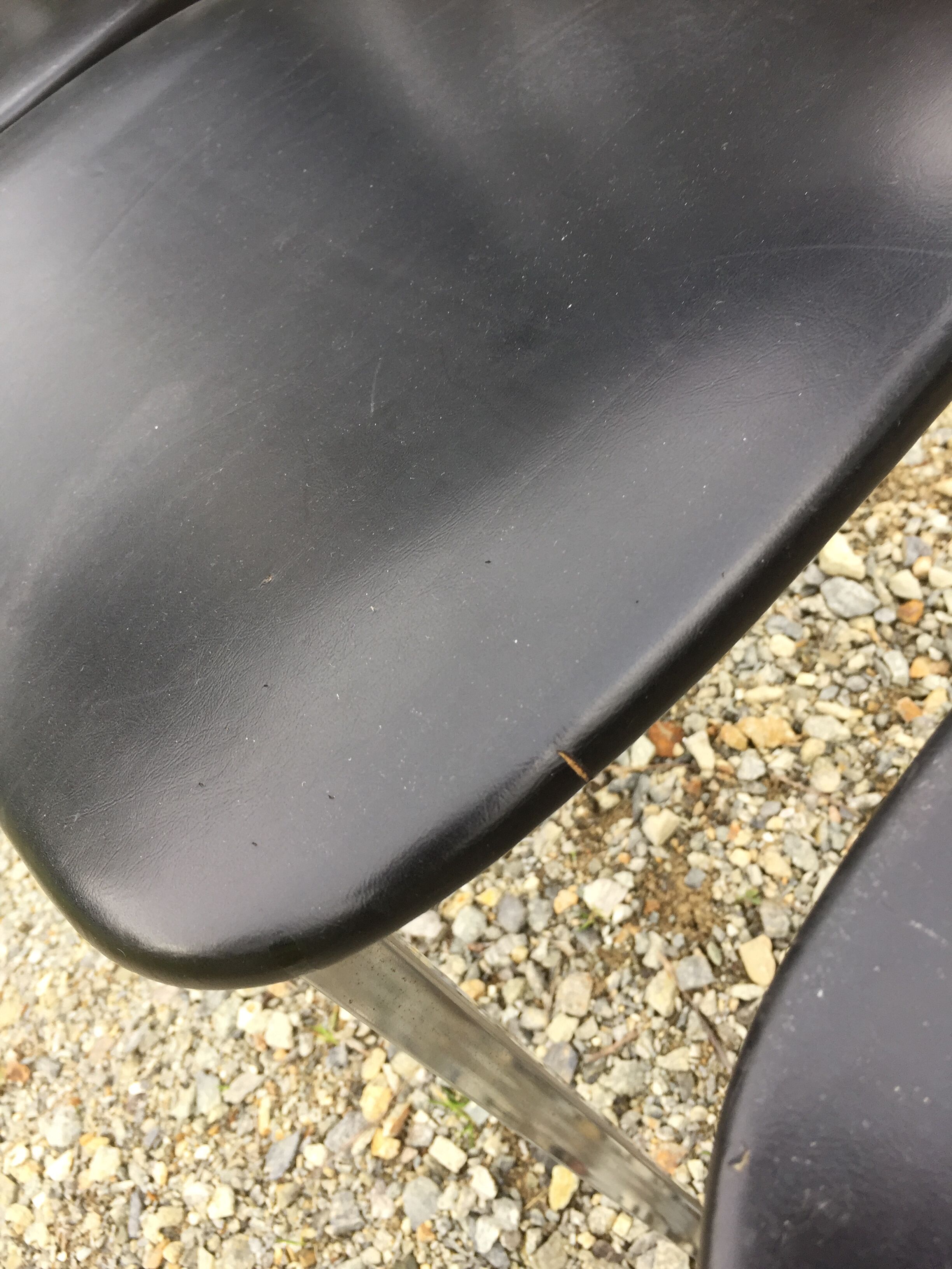 6 vintage chairs in black skaï with chrome metal tubular base.