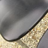 6 vintage chairs in black skaï with chrome metal tubular base.