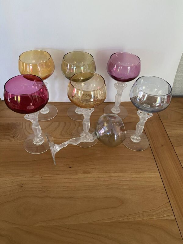 7 verres à vin en cristal de bayel modèle Venus