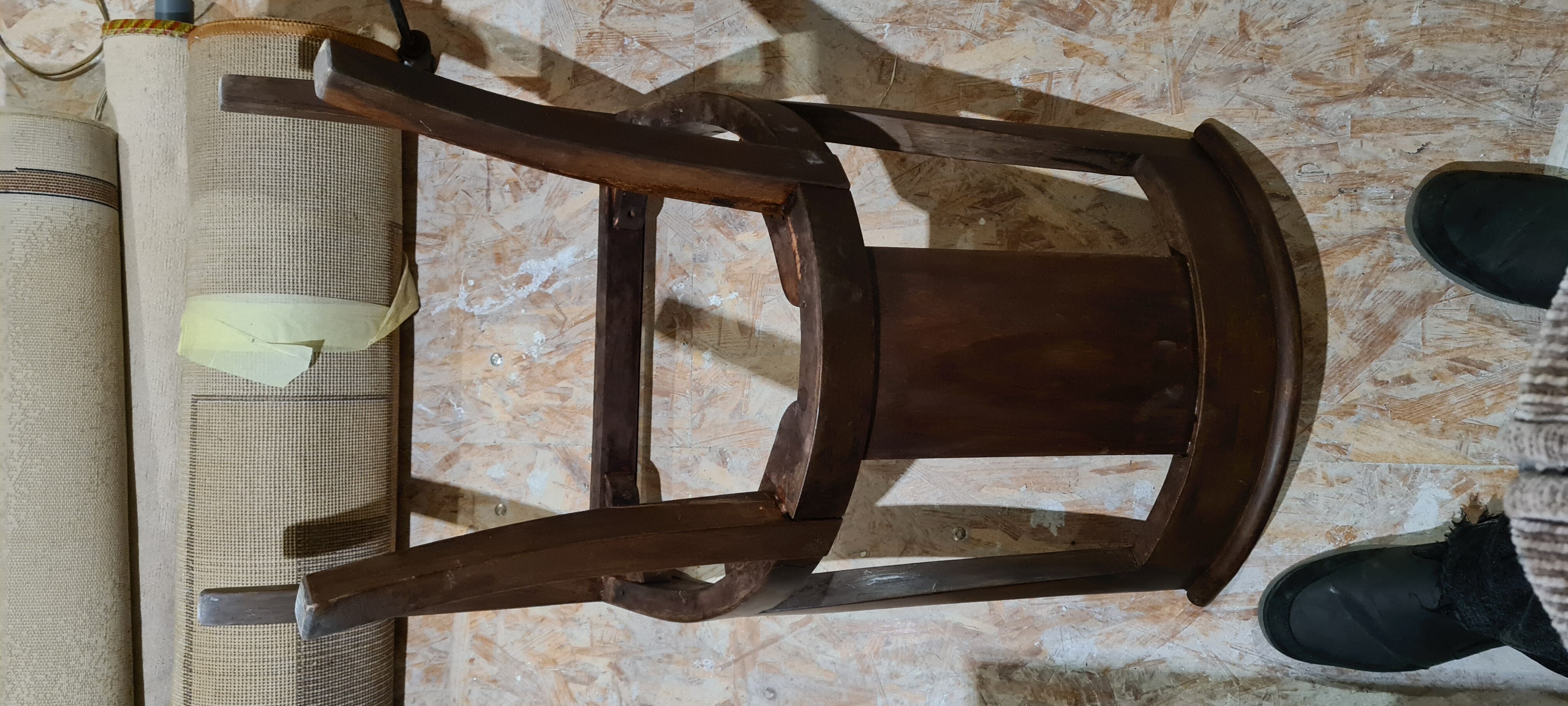 Old Empire-style gondola chair. Wooden chair - gold velvet. L48cm