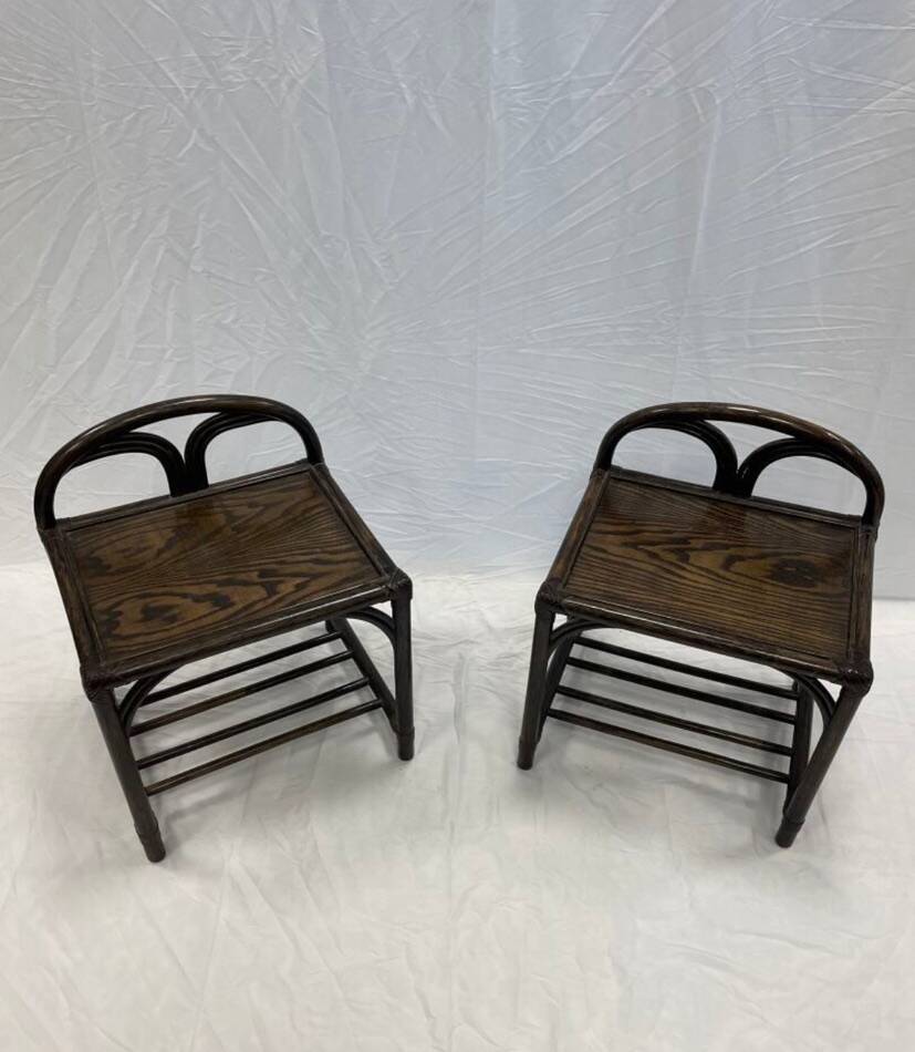 Pair of rattan bedside tables or end tables