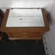Pair of vintage oak bedside tables with mirror top