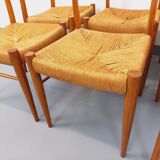 Set of 6 vintage teak Danish rope chairs Gessef Consorzio Sedie Friuli