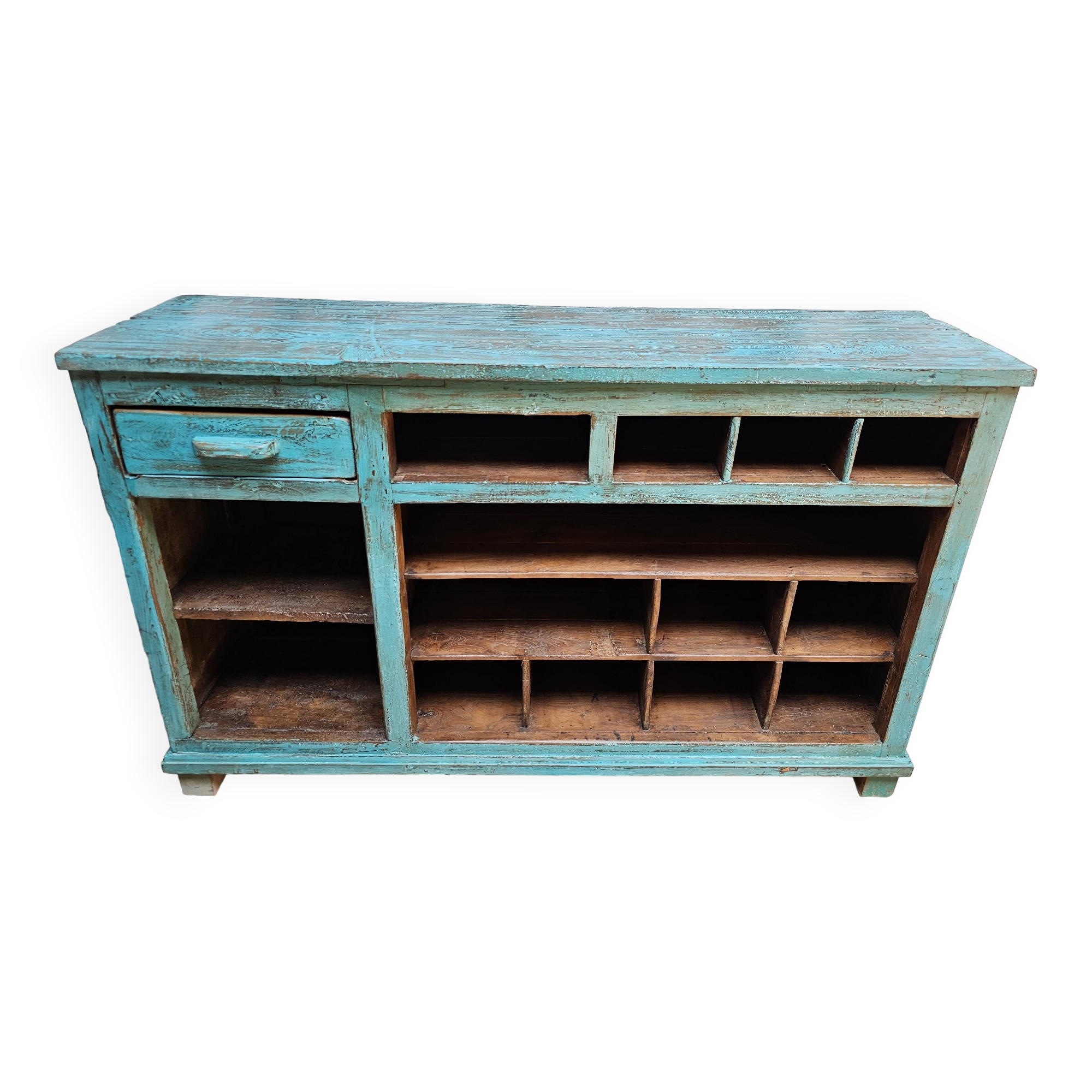 Old merchant's counter in Burmese teak.