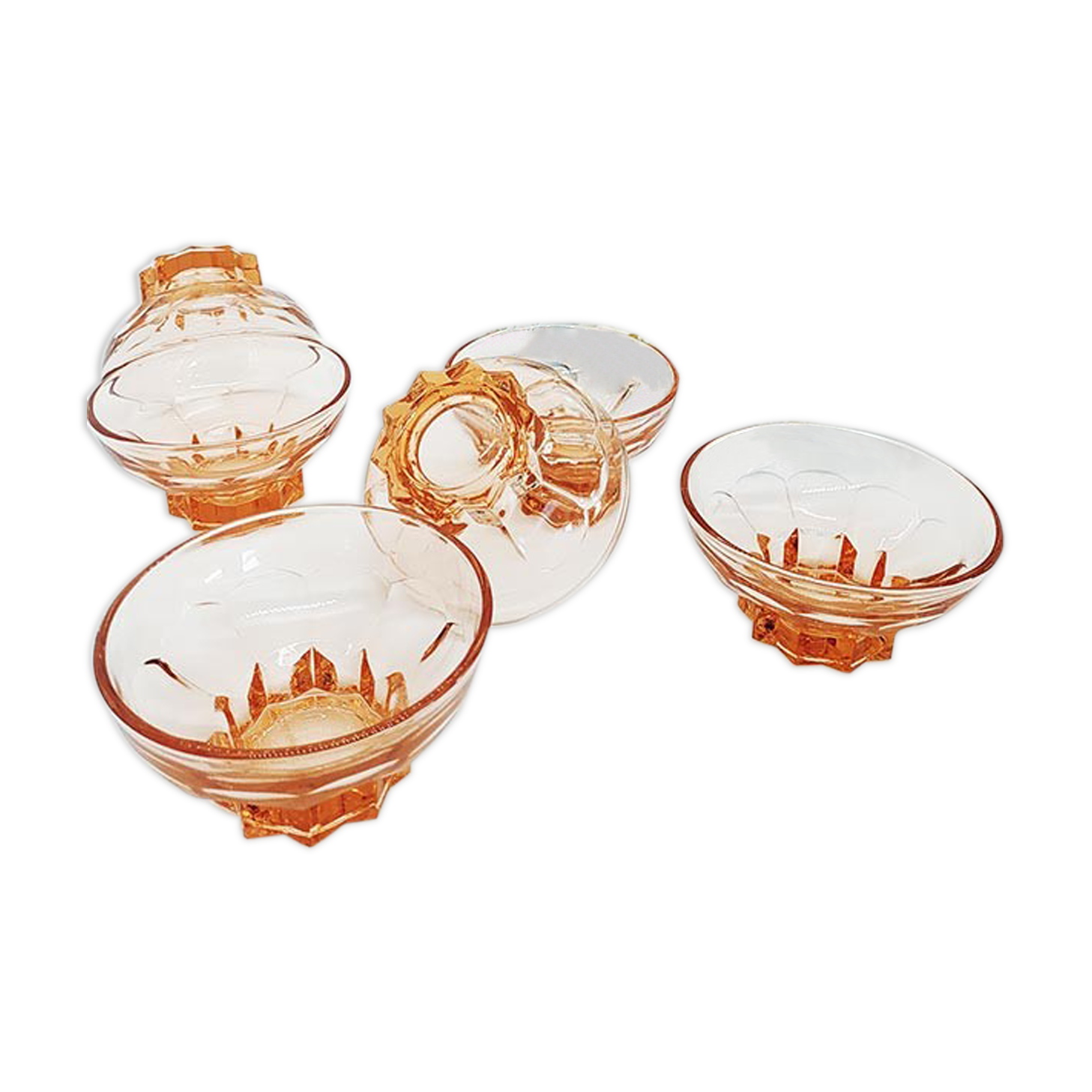 Lot of 6 glasses of pink champagne of 70 years