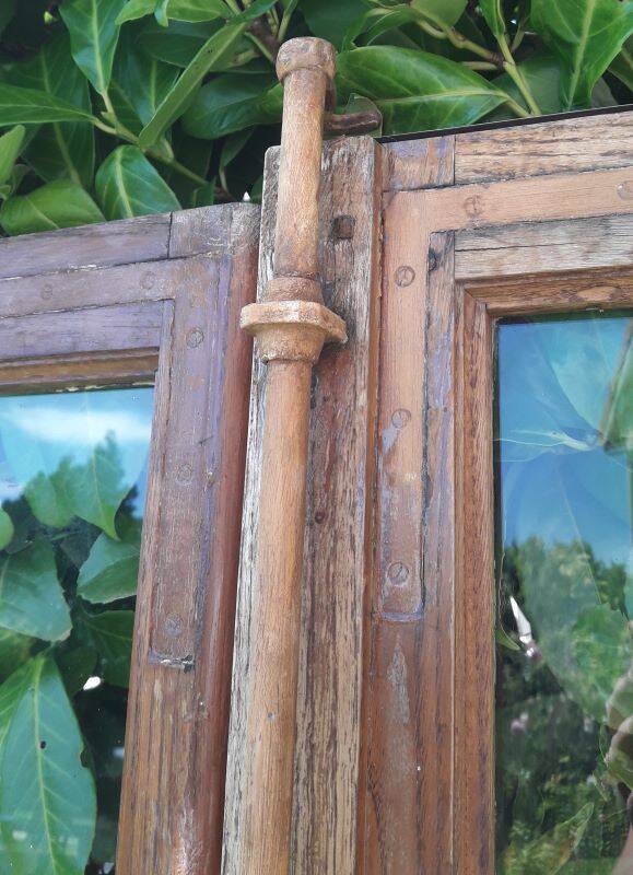 Lot of 4 oak windows H141xL112/117cm old small panes