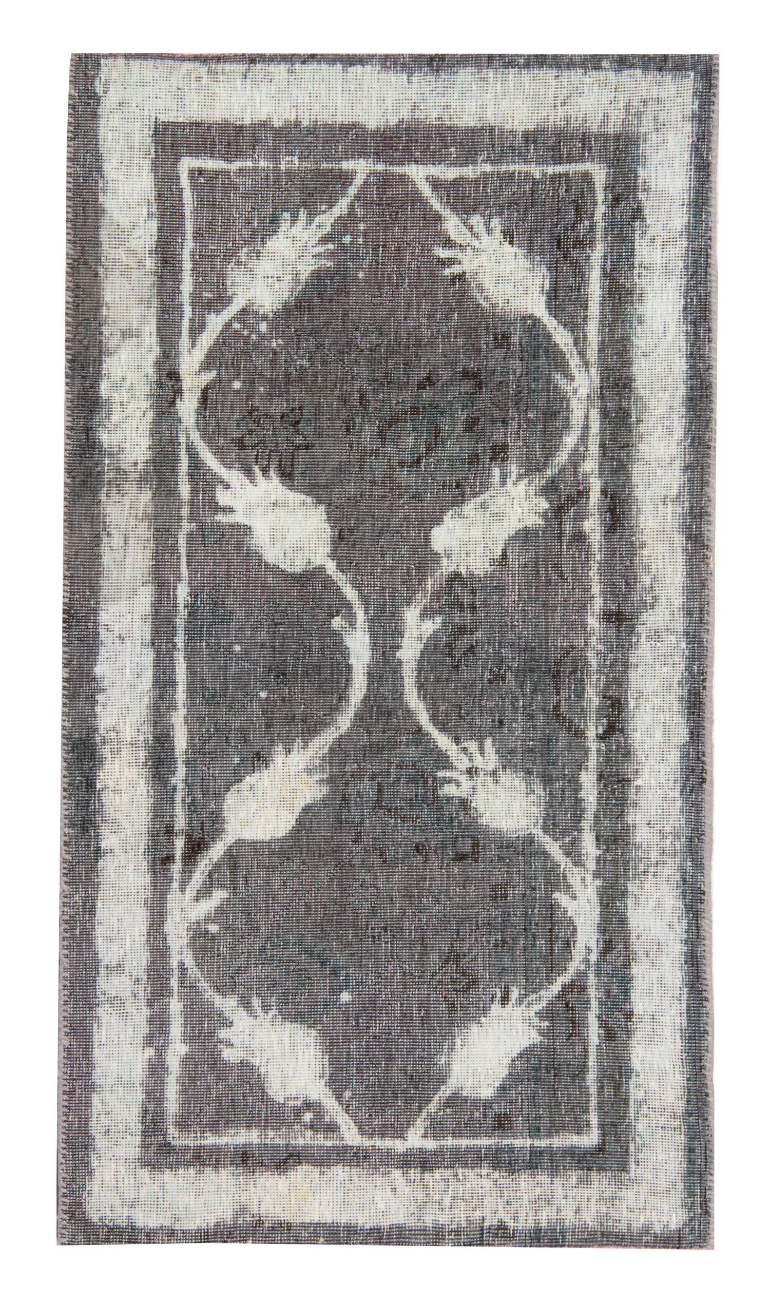 Vintage persian rug handwoven overdyed wool living area rug