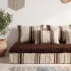 Striped coffee Hanbel floor cushion – Handwoven ivory wool