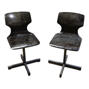 Paire de chaises vintage bois et