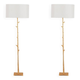 Pair of gilded metal floor lamps. 20th century.