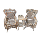 Paire de fauteuils anciens en rotin