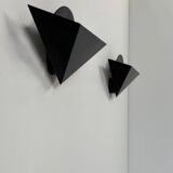 Pair of vintage wall sconces, matte black metal, France, 1970.