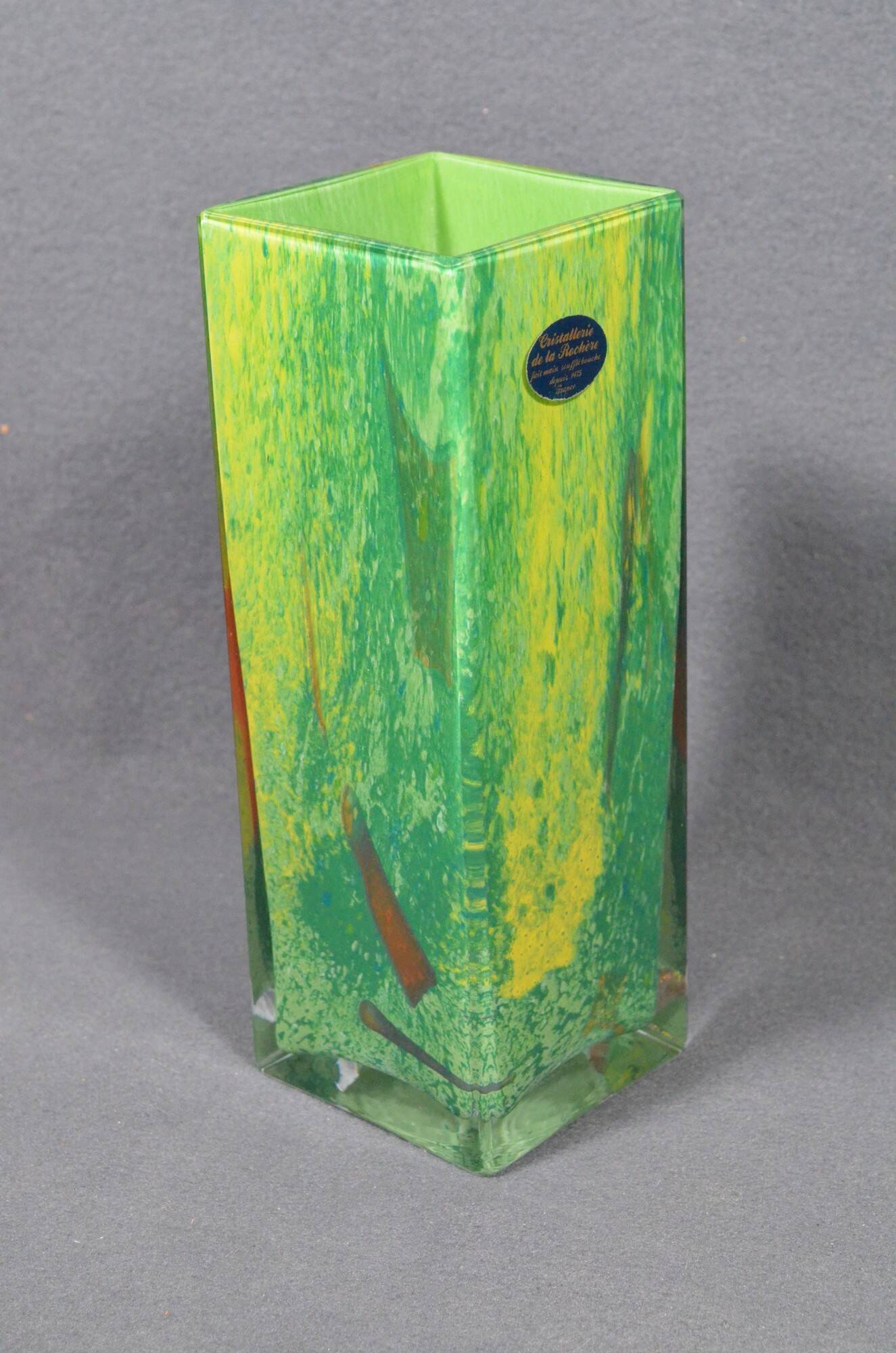 Vase La Rochère en verre soufflé polychrome, années 1970