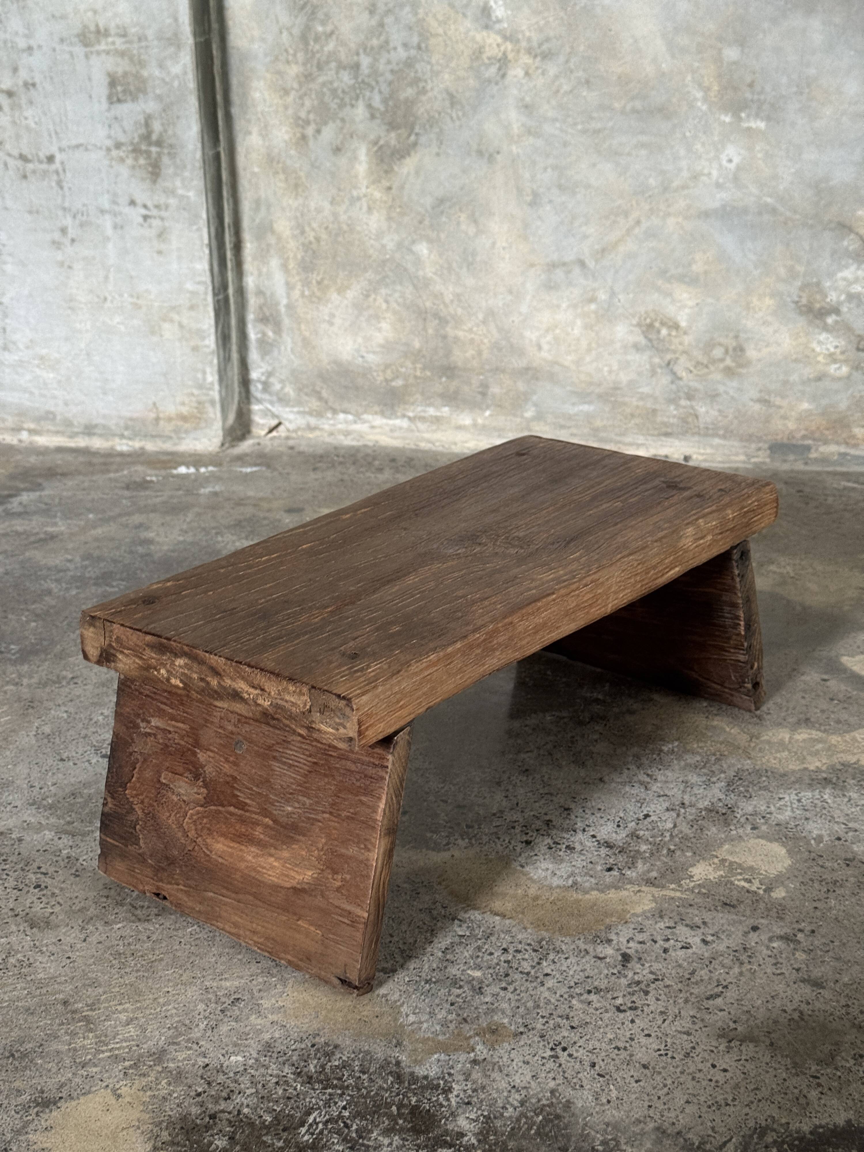 Small low bench in old teak from Indonesia H16 L39