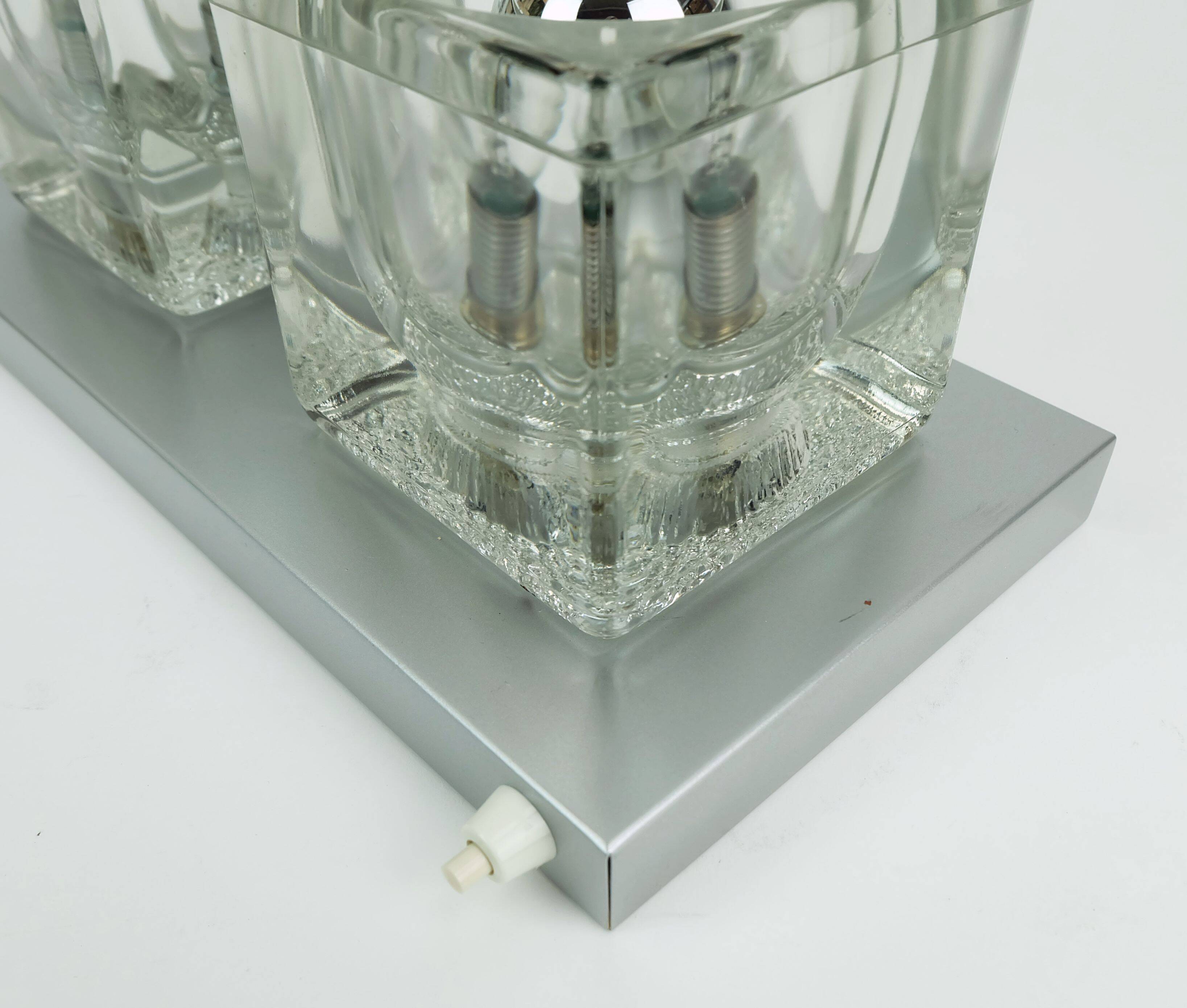 no. 1 of 2 mid century peill & putzler SCONCE with 2 glass cubes 60s/70s