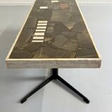 Ancienne table basse en pierre mosaïque design années 70 pied métal vintage