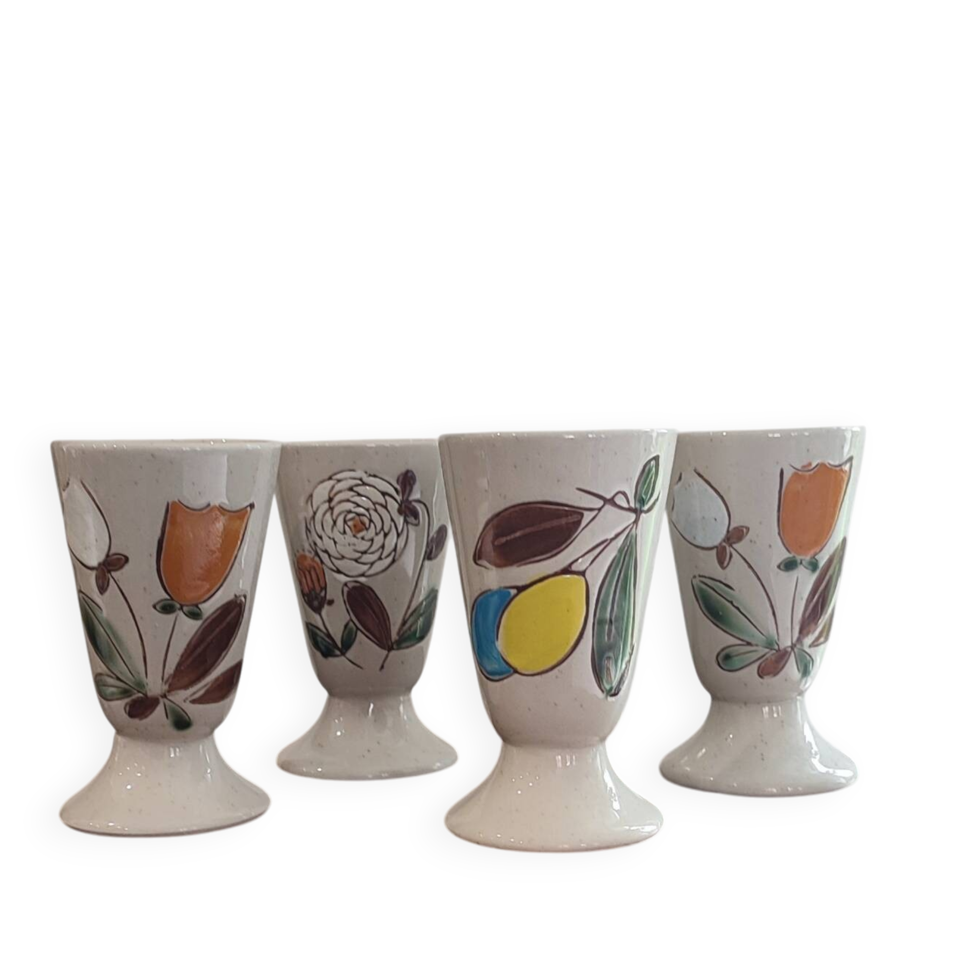 Mazagrans Mugs X 4 in glazed stoneware from the 70s