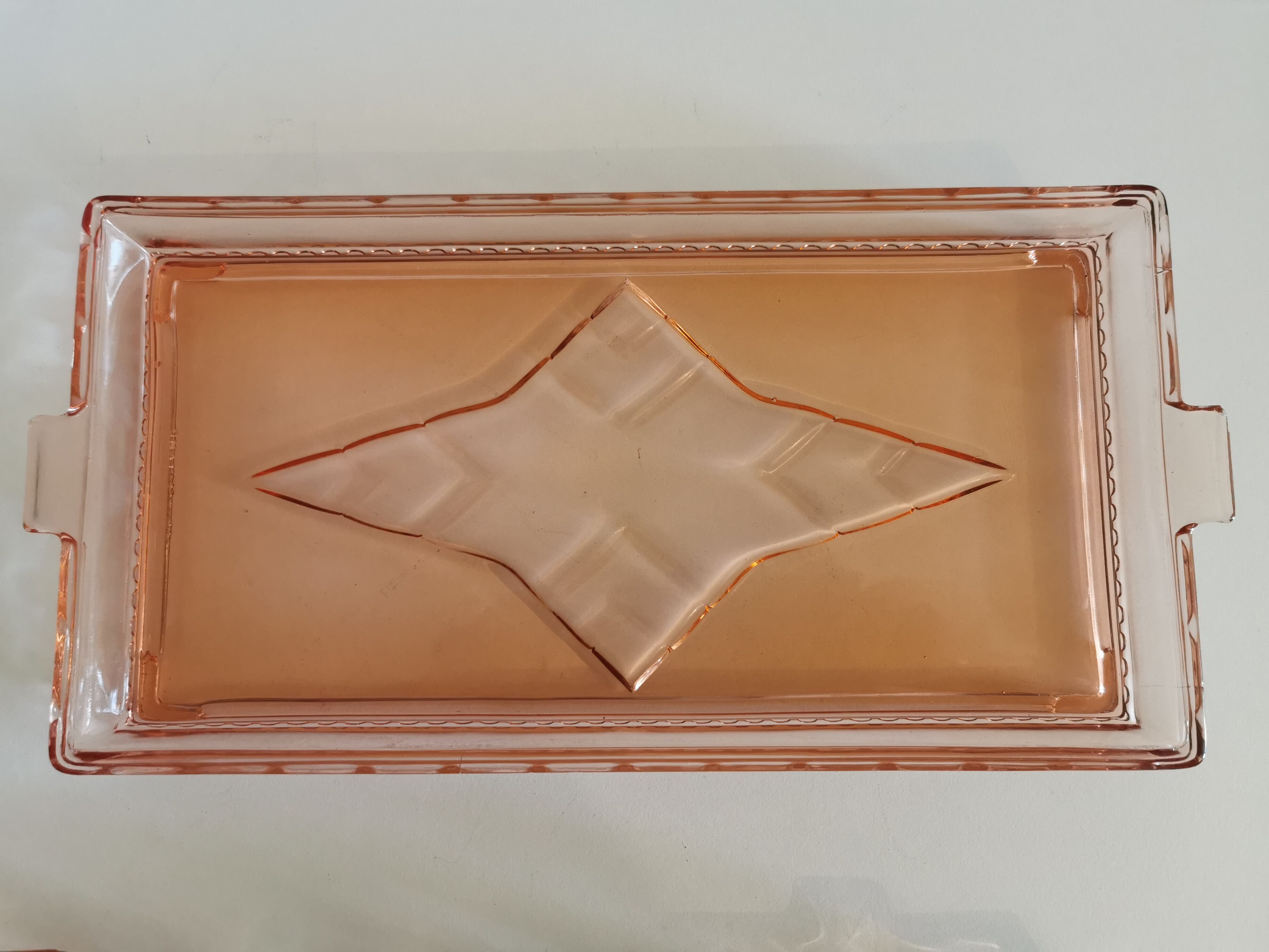 Vintage Set of 4 Pink Glass Serving Trays
