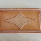 Vintage set of 4 service trays in pink glass