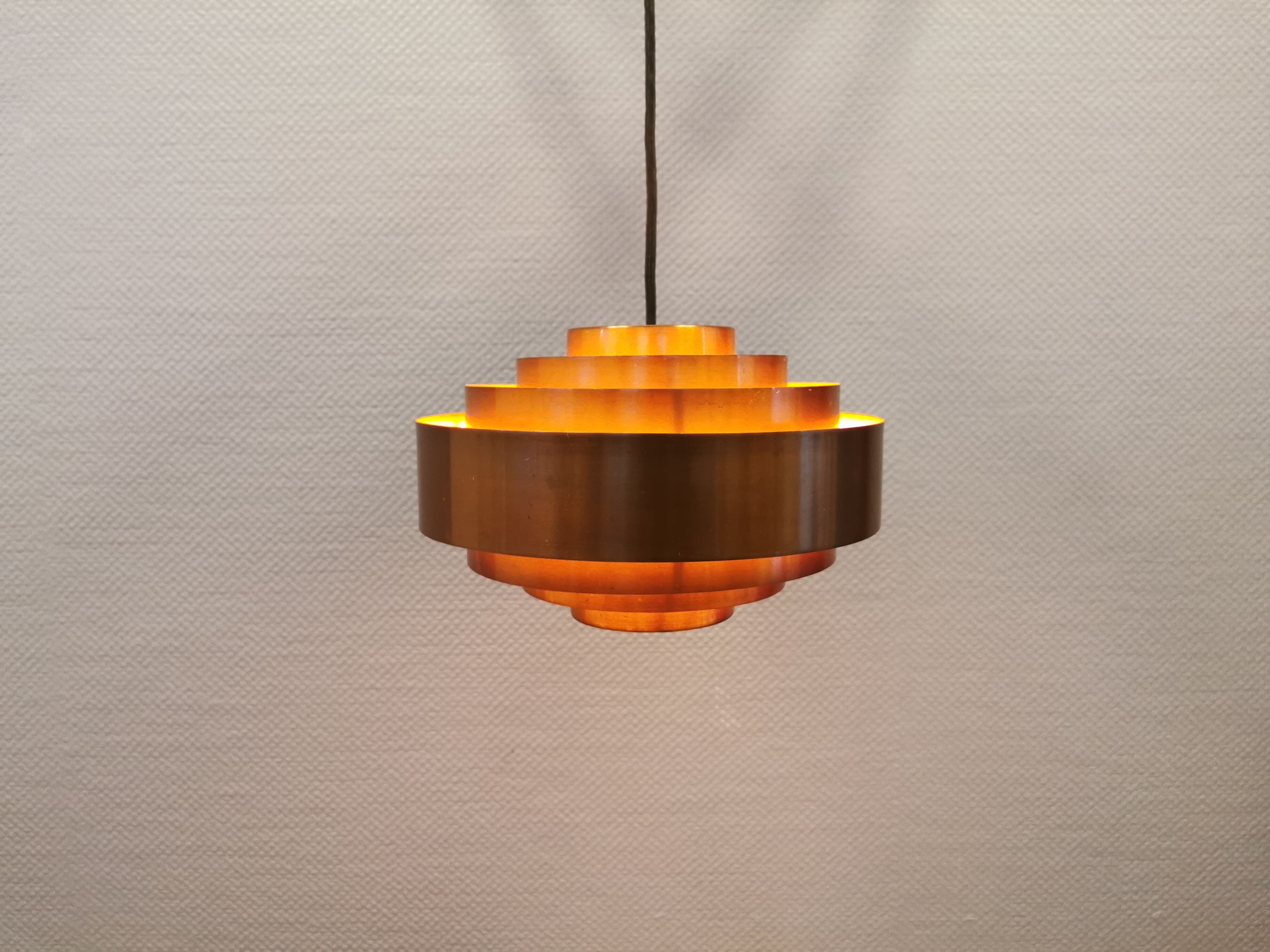 Suspension, modèle Ultra en cuivre massif conçue par Jo Hammerborg pour Fog Morup 1966
