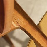 Trio of vintage 6157 chairs by Roger Landault leather and wood 1950