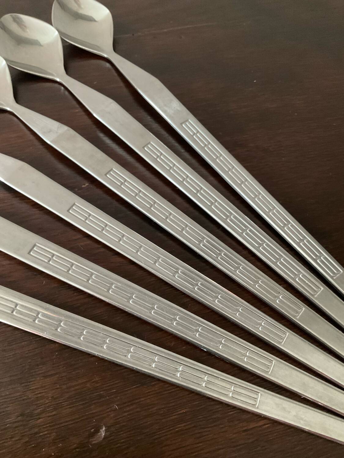 Set of 6 Art Deco stainless steel ice cream spoons