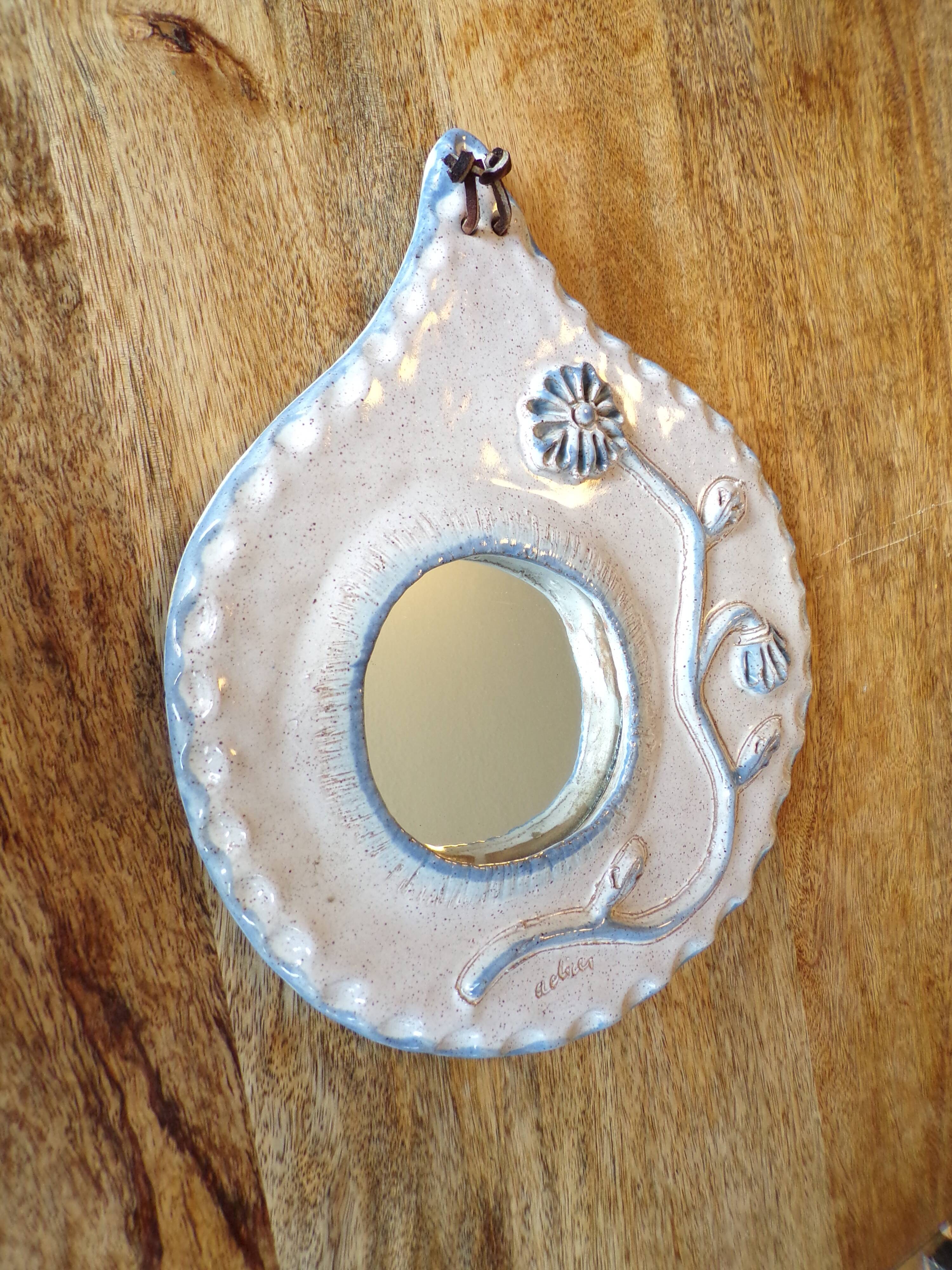 Miroir céramique vintage signé adia