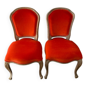 2 chaises Velour Louis XV