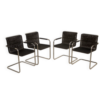 Ensemble de 4 chaises "D41" par Jean Prouvé pour Tecta 80's