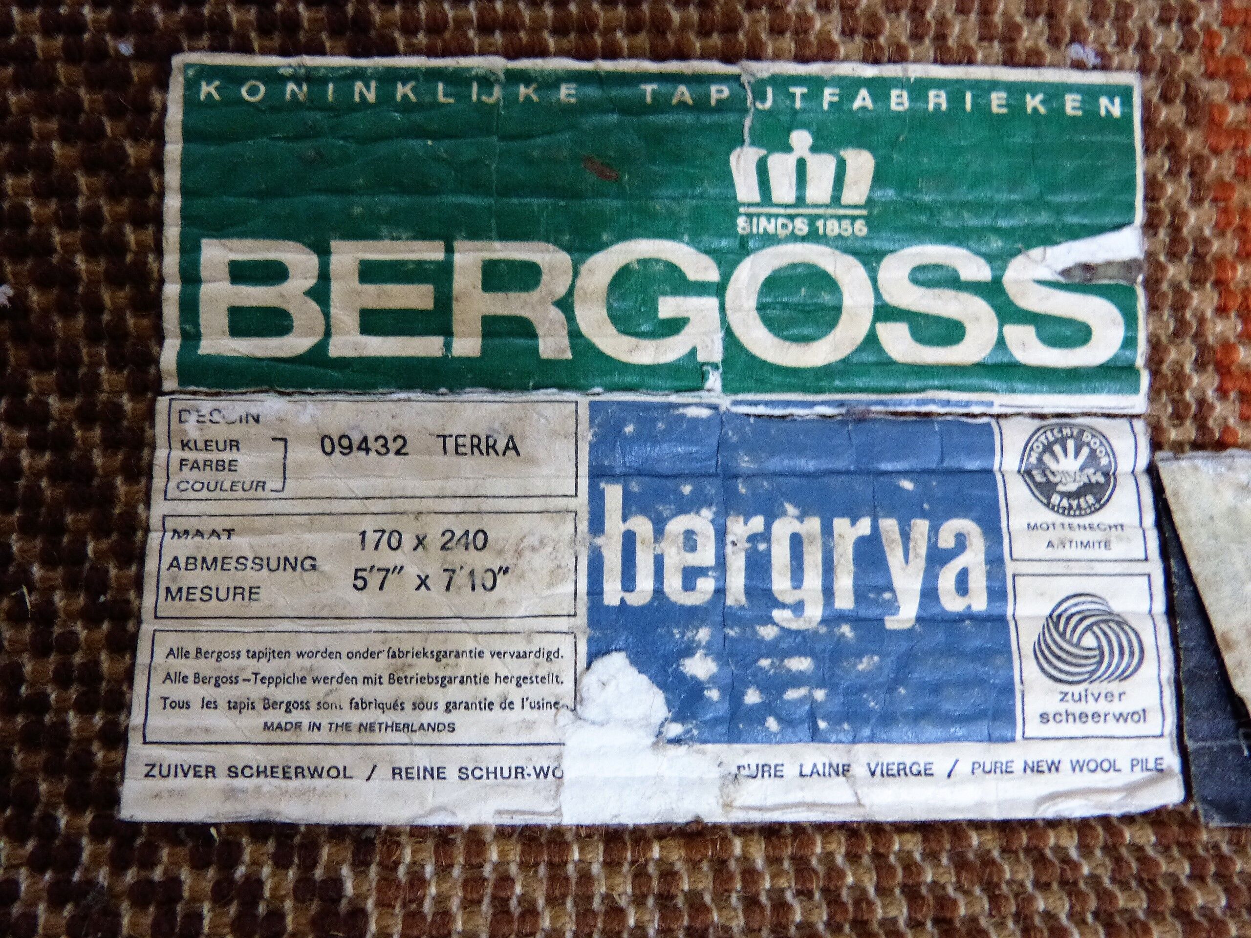 Colourful woolen carpet by Bergoss, Netherlands 1960's