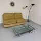 Space coffee table from the 70s, tubular metal and glass, Italian design