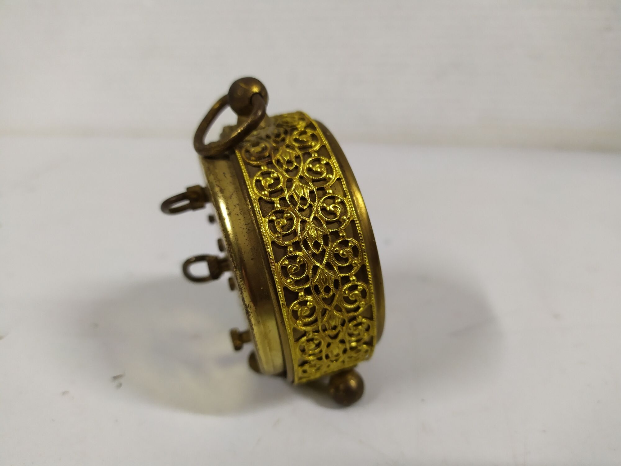 beautiful little golden mechanical alarm clock - vintage - TALGO - works