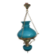 Pendant light in turquoise green opaline & brass