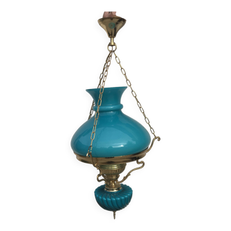 Suspension en opaline verte turquoise & laiton