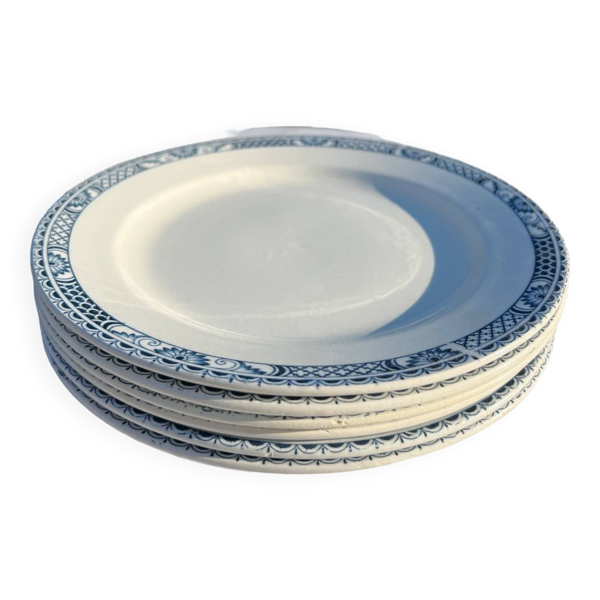 6 assiettes plates anciennes Robert Salins en terre de fer
