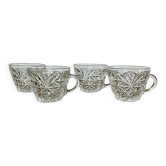 Set of 4 cut glass cups