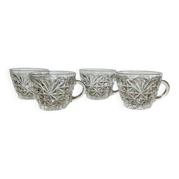 Set de 4 tasses en verres ciselé