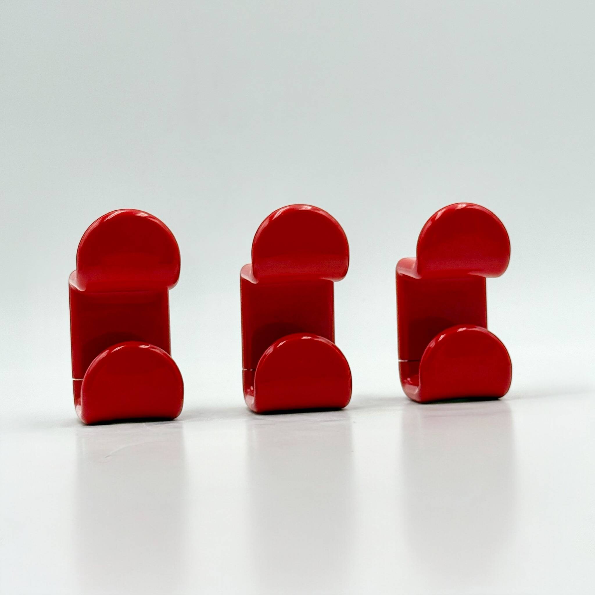 Patères murales Ambrogio Rossari pour Gedy, rouge brillant, lot de 3